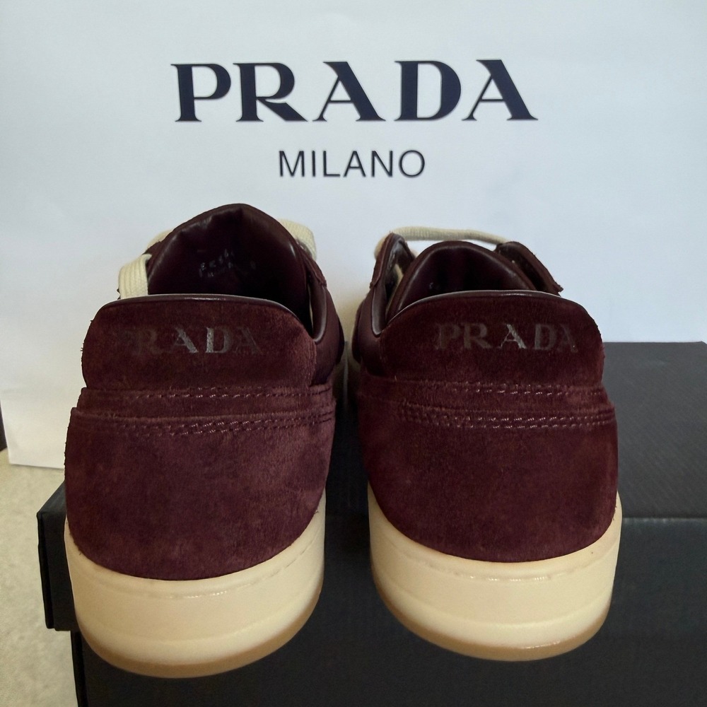 Prada Milano 2EE364 Men Dark Red Suede Fabric Downtown Sneakers shoes UK 9 - Picture 9 of 16